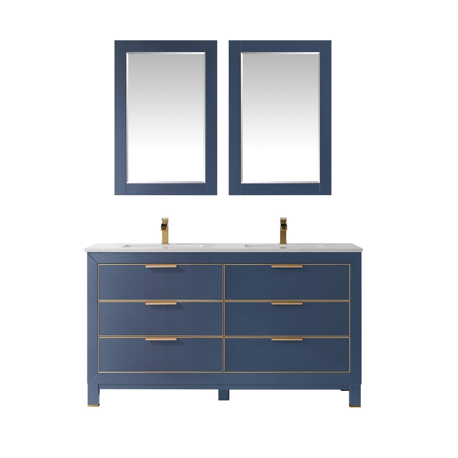 Altair Jackson 60" Double Bathroom Vanity Set in Royal Blue and Composite Carrara White Stone Countertop with Mirror 533060-RB-AW - Molaix631112971652Vanity533060-RB-AW