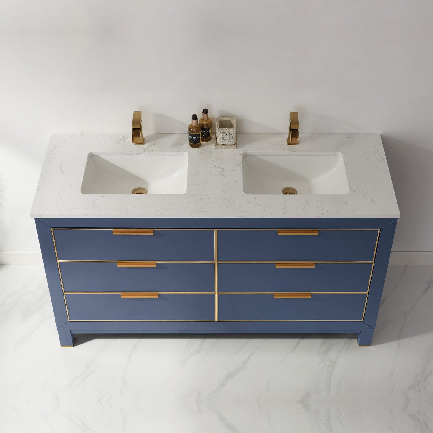 Altair Jackson 60" Double Bathroom Vanity Set in Royal Blue and Composite Carrara White Stone Countertop without Mirror 533060-RB-AW-NM - Molaix631112971669Vanity533060-RB-AW-NM