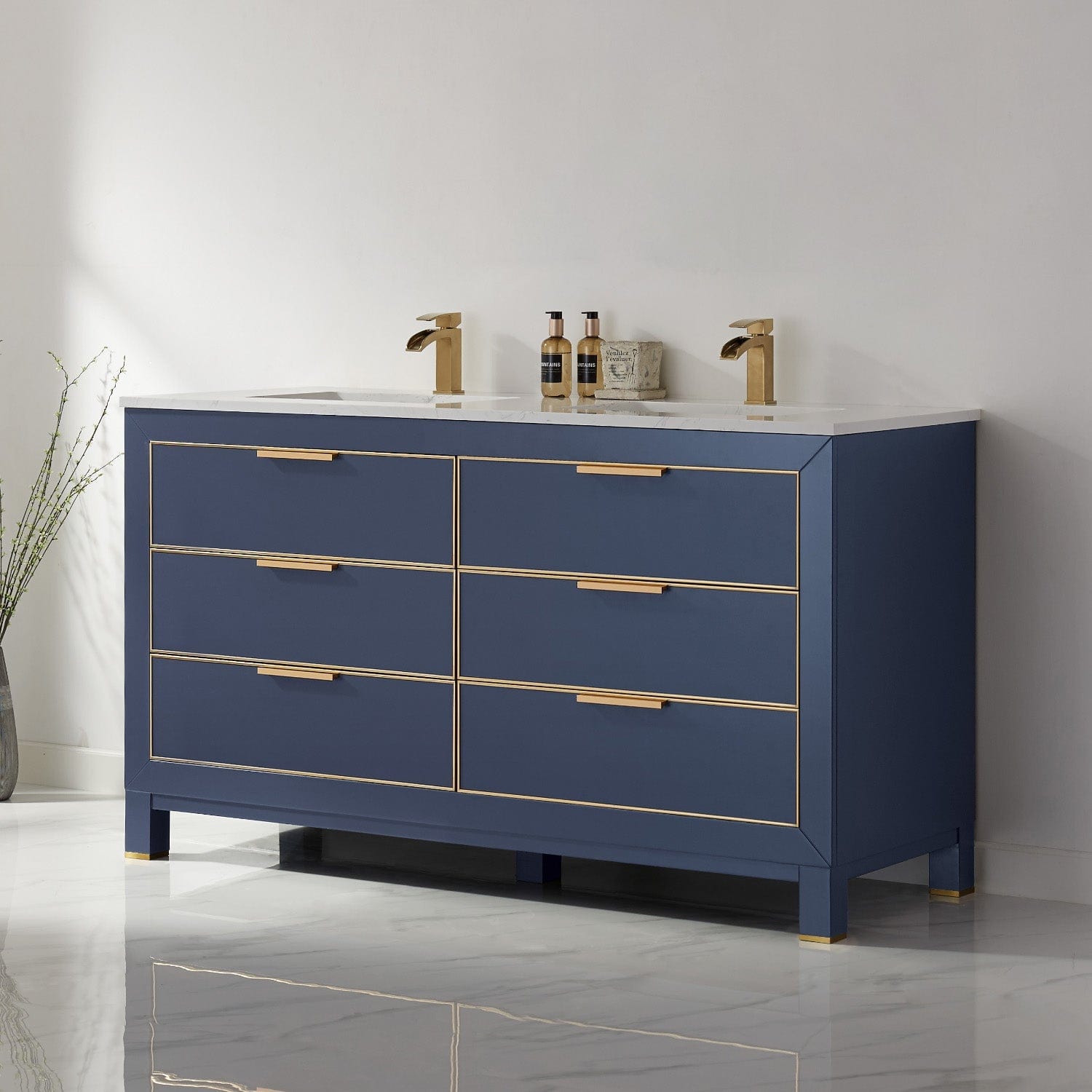 Altair Jackson 60" Double Bathroom Vanity Set in Royal Blue and Composite Carrara White Stone Countertop without Mirror 533060-RB-AW-NM - Molaix631112971669Vanity533060-RB-AW-NM