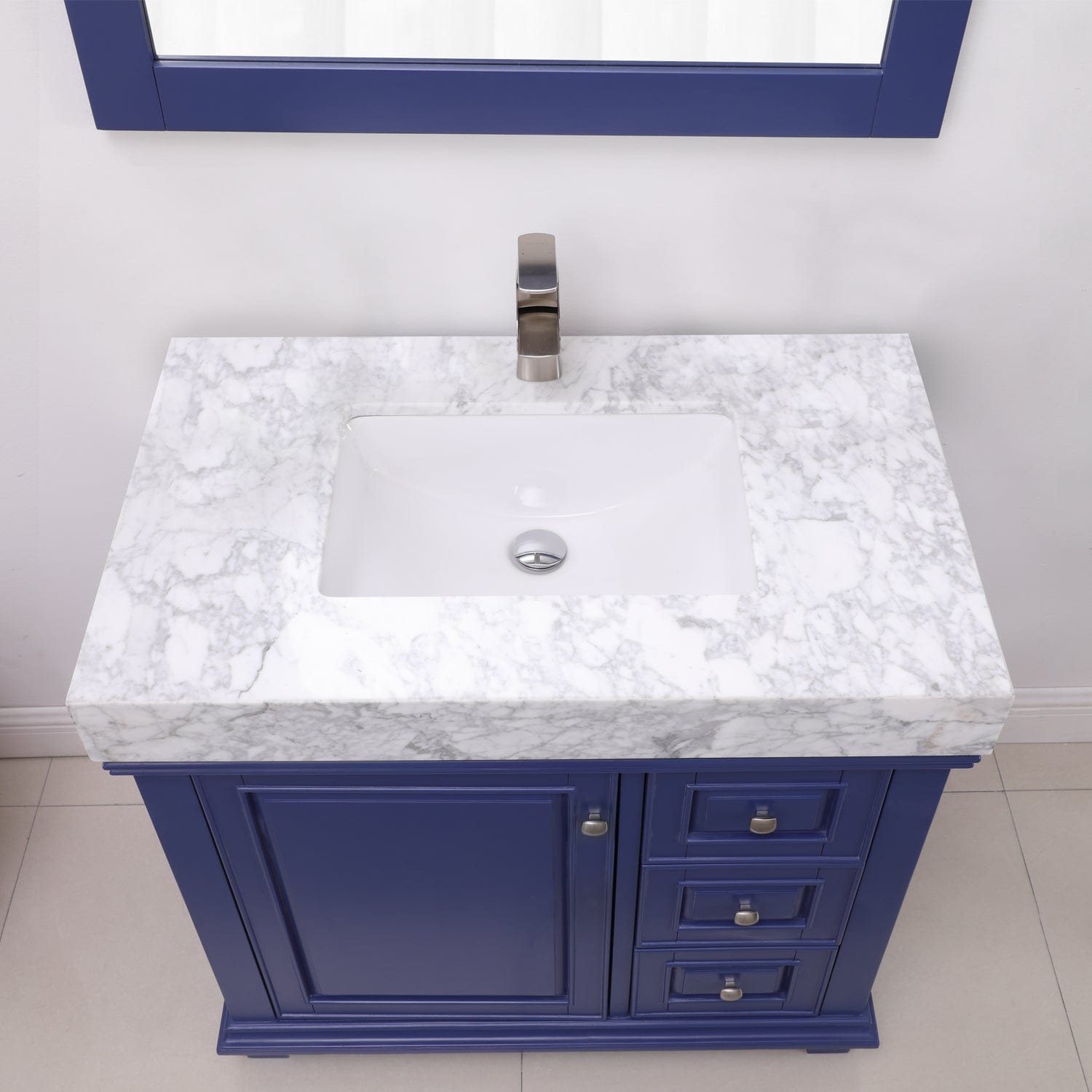 Altair Jardin 36" Single Bathroom Vanity Set in Jewelry Blue and Carrara White Marble Countertop with Mirror 539036-JB-CA - Molaix631112970952Vanity539036-JB-CA