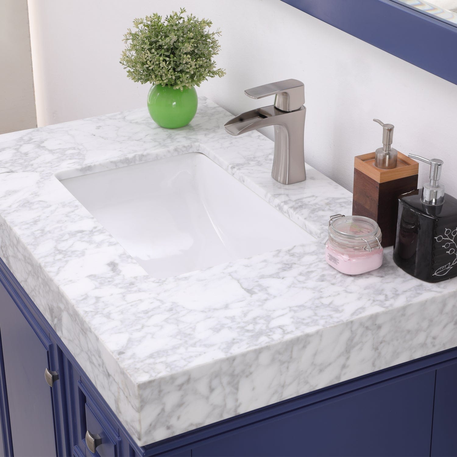 Altair Jardin 36" Single Bathroom Vanity Set in Jewelry Blue and Carrara White Marble Countertop with Mirror 539036-JB-CA - Molaix631112970952Vanity539036-JB-CA