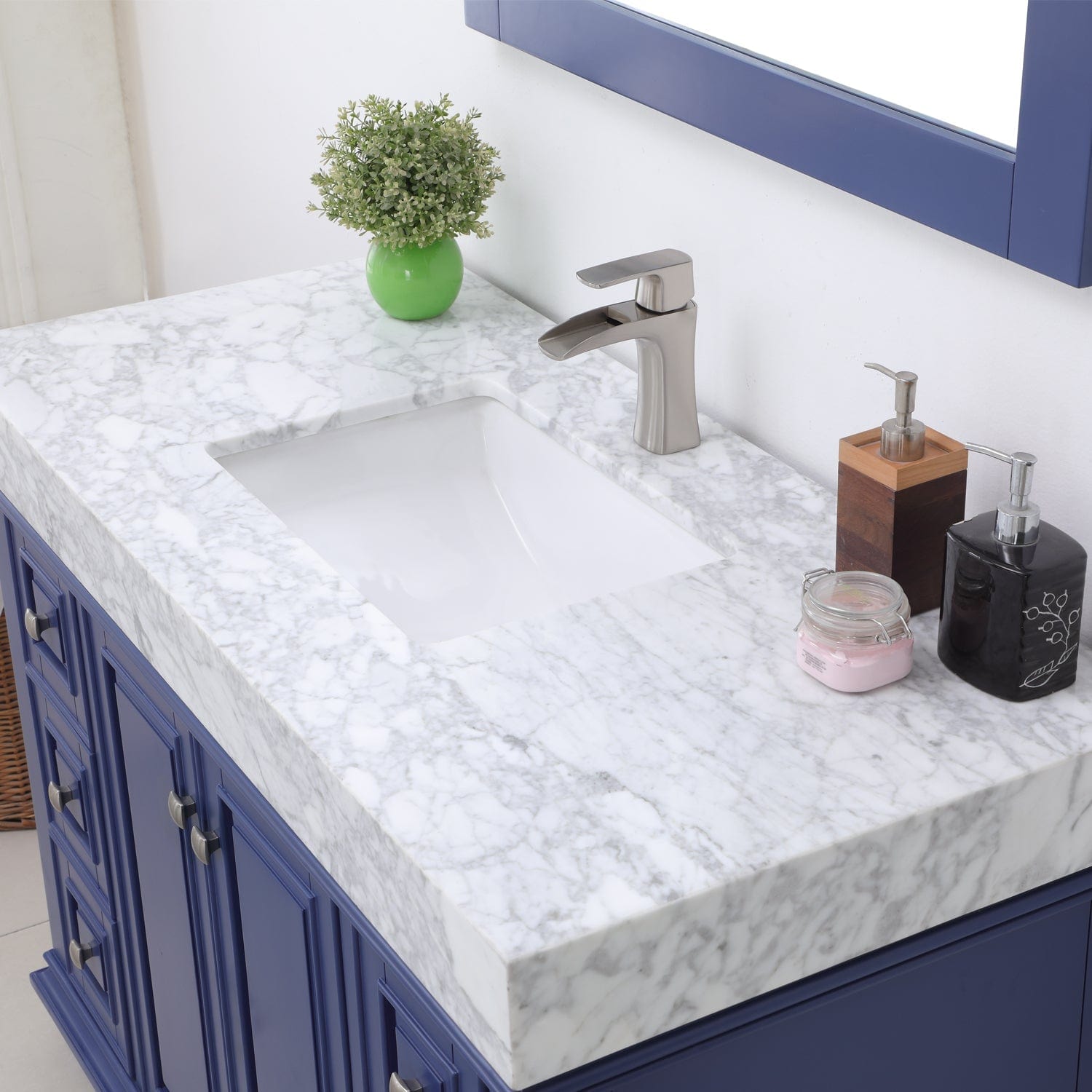 Altair Jardin 48" Single Bathroom Vanity Set in Jewelry Blue and Carrara White Marble Countertop with Mirror 539048-JB-CA - Molaix631112970990Vanity539048-JB-CA