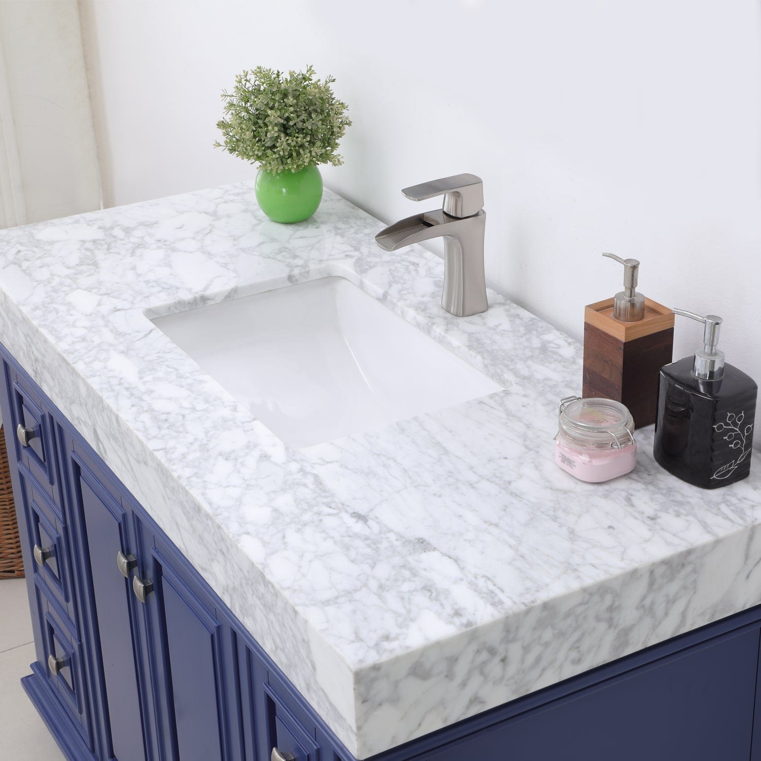 Altair Jardin 48" Single Bathroom Vanity Set in Jewelry Blue and Carrara White Marble Countertop without Mirror 539048-JB-CA-NM - Molaix631112971003Vanity539048-JB-CA-NM