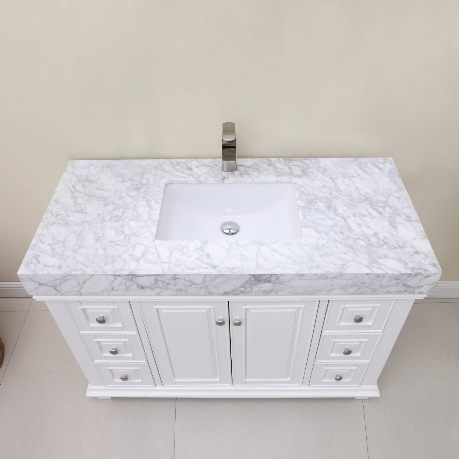 Altair Jardin 48" Single Bathroom Vanity Set in White and Carrara White Marble Countertop without Mirror 539048-WH-CA-NM - Molaix631112971027Vanity539048-WH-CA-NM