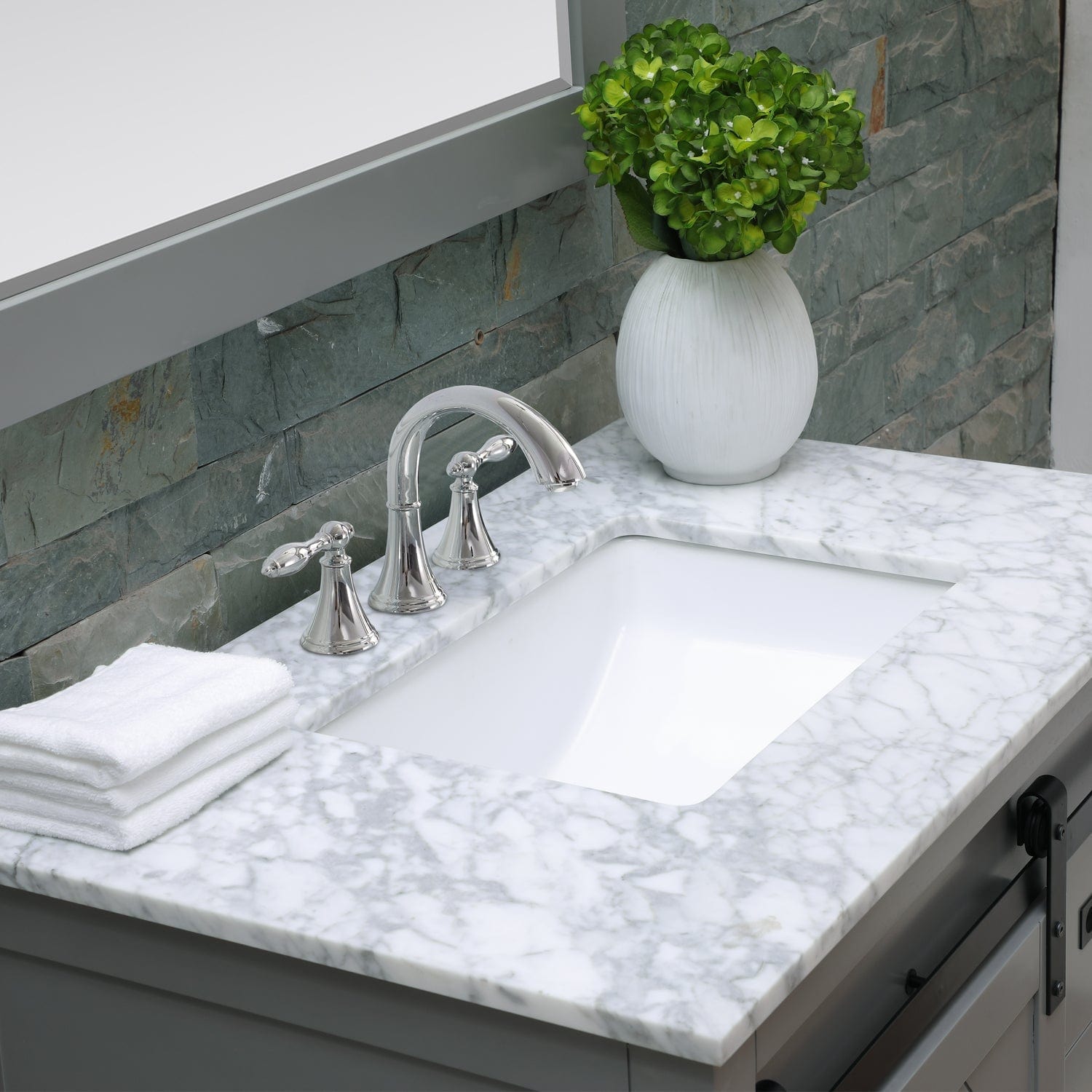 Altair Kinsley 36" Single Bathroom Vanity Set in Gray and Carrara White Marble Countertop without Mirror 536036-GR-CA-NM - Molaix631112970440Vanity536036-GR-CA-NM