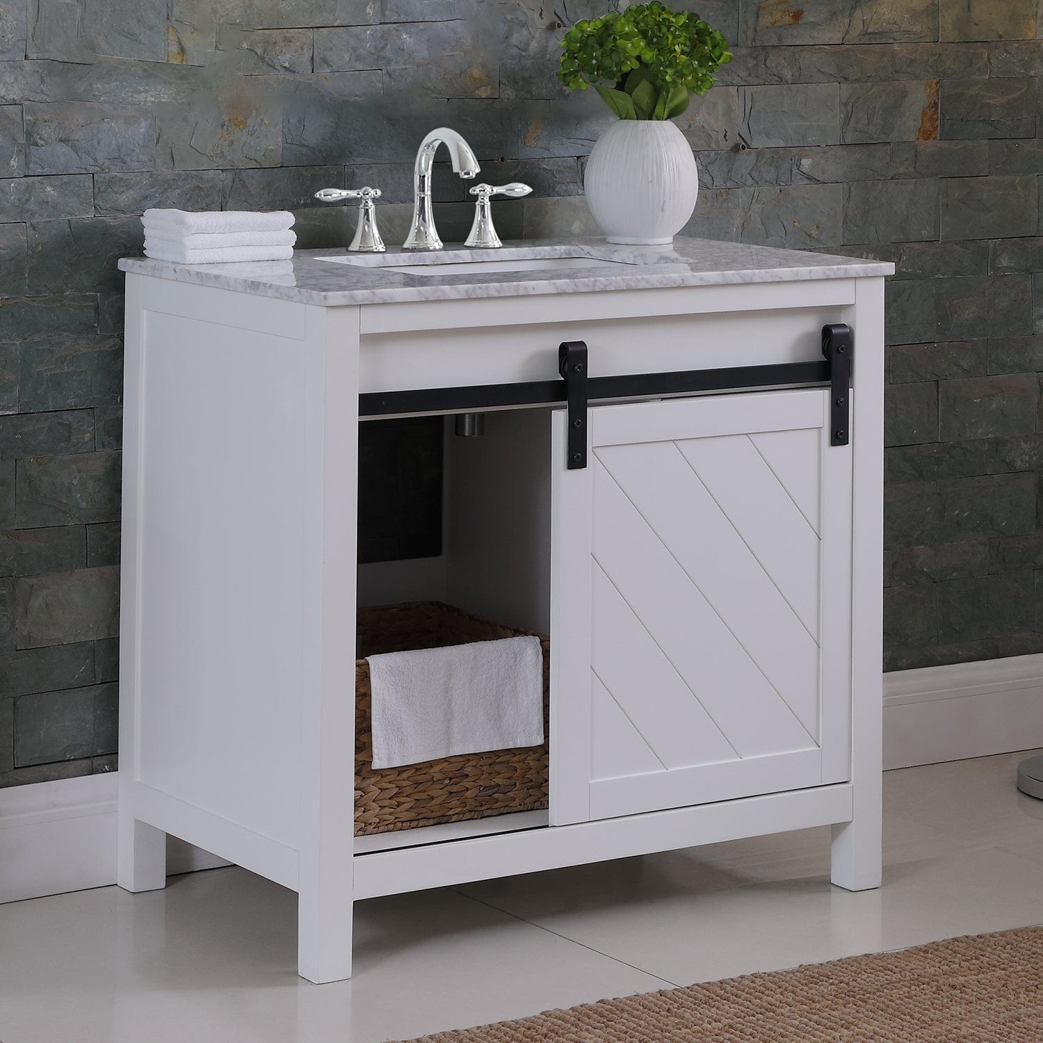 Altair Kinsley 36" Single Bathroom Vanity Set in White and Carrara White Marble Countertop without Mirror 536036-WH-CA-NM - Molaix631112970464Vanity536036-WH-CA-NM
