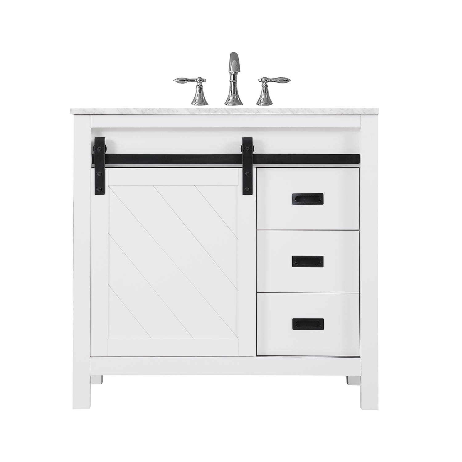 Altair Kinsley 36" Single Bathroom Vanity Set in White and Carrara White Marble Countertop without Mirror 536036-WH-CA-NM - Molaix631112970464Vanity536036-WH-CA-NM
