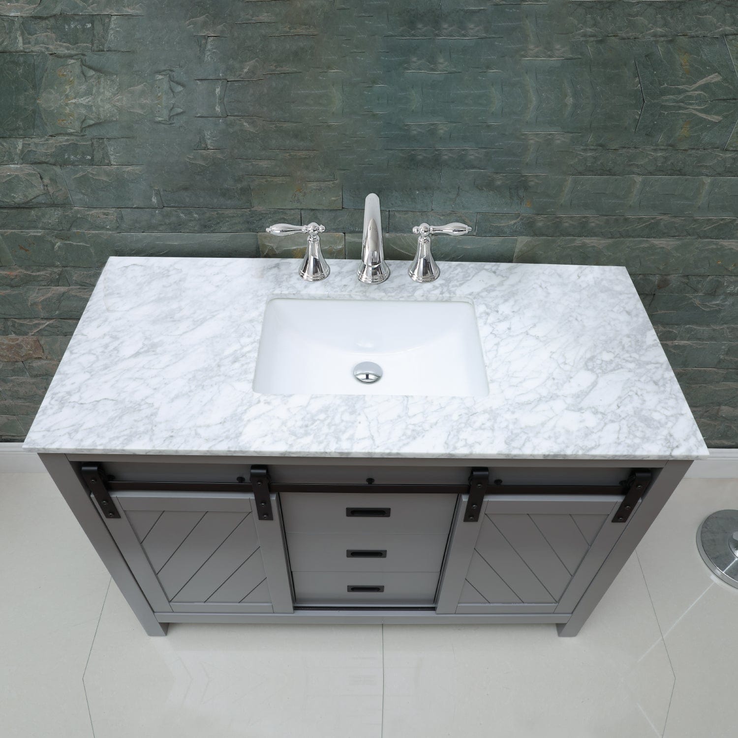 Altair Kinsley 48" Single Bathroom Vanity Set in Gray and Carrara White Marble Countertop without Mirror 536048-GR-CA-NM - Molaix631112970488Vanity536048-GR-CA-NM