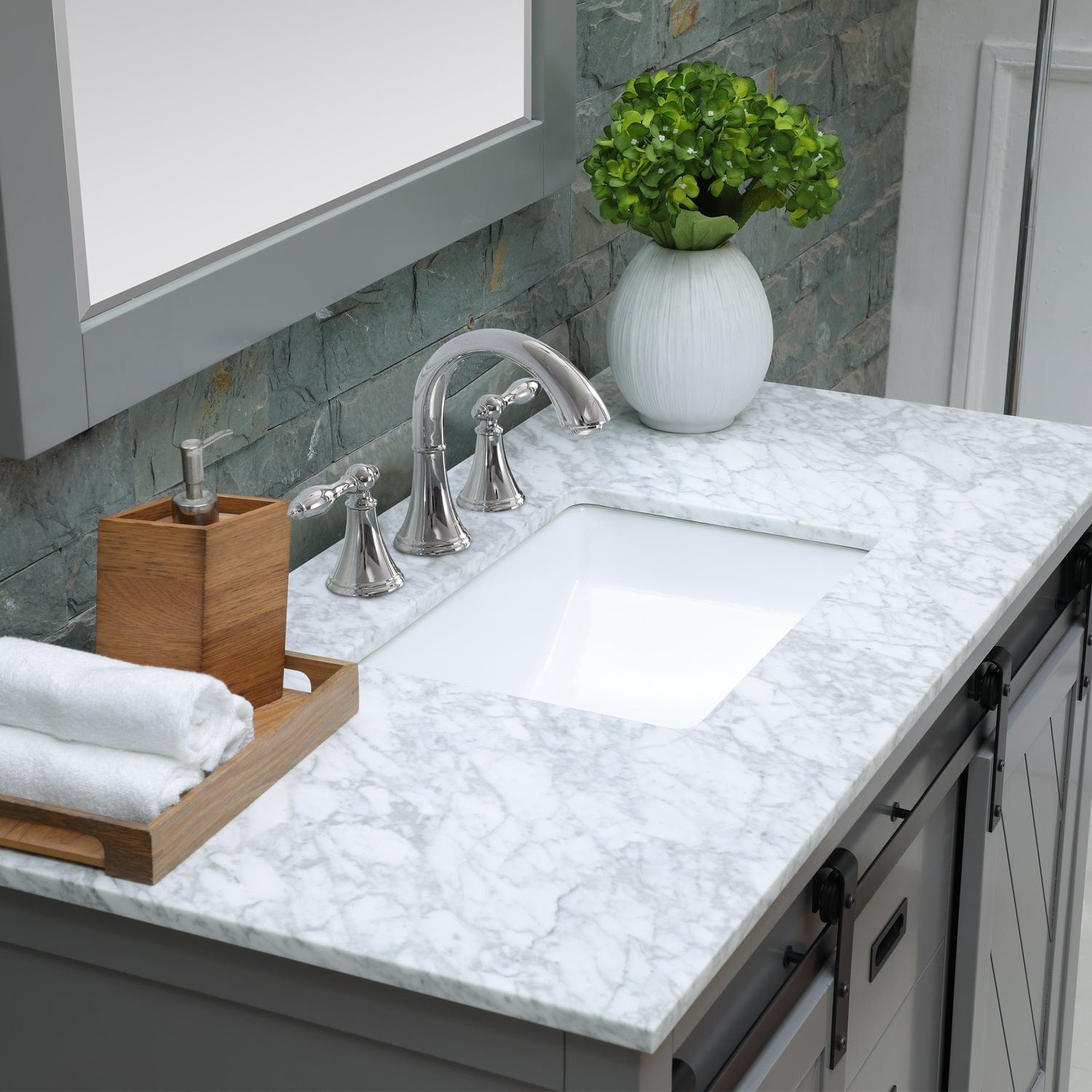 Altair Kinsley 48" Single Bathroom Vanity Set in Gray and Carrara White Marble Countertop without Mirror 536048-GR-CA-NM - Molaix631112970488Vanity536048-GR-CA-NM