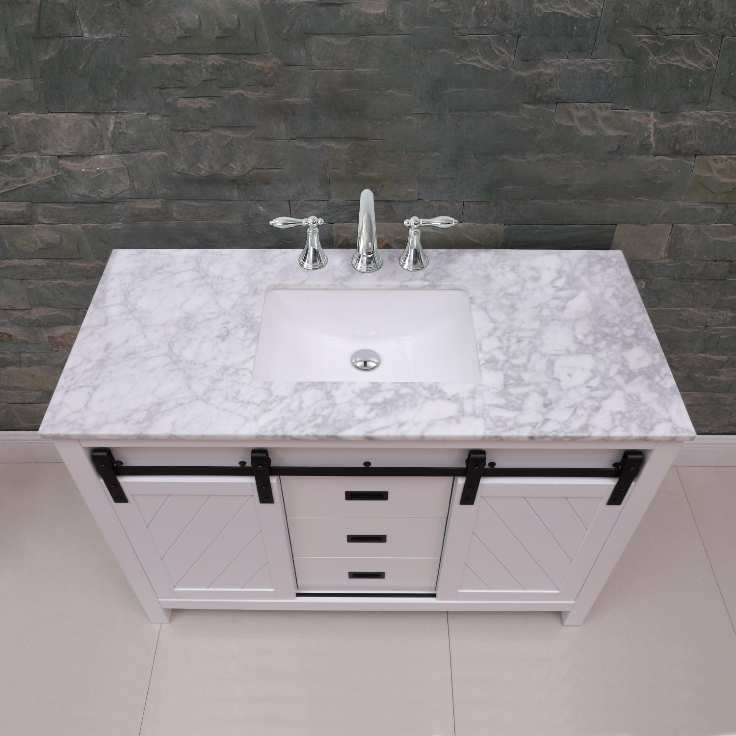 Altair Kinsley 48" Single Bathroom Vanity Set in White and Carrara White Marble Countertop without Mirror 536048-WH-CA-NM - Molaix631112970501Vanity536048-WH-CA-NM