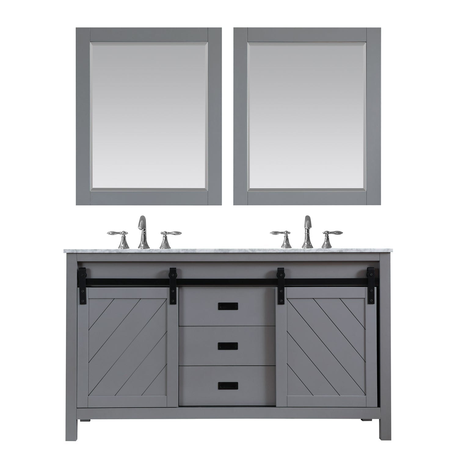 Altair Kinsley 60" Double Bathroom Vanity Set in Gray and Carrara White Marble Countertop with Mirror 536060-GR-CA - Molaix631112970518Vanity536060-GR-CA