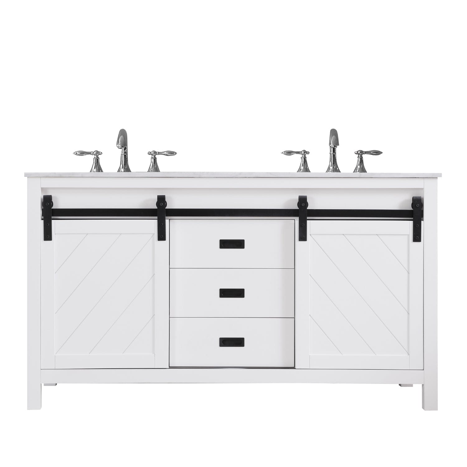 Altair Kinsley 60" Double Bathroom Vanity Set in White and Carrara White Marble Countertop without Mirror 536060-WH-CA-NM - Molaix631112970549Vanity536060-WH-CA-NM