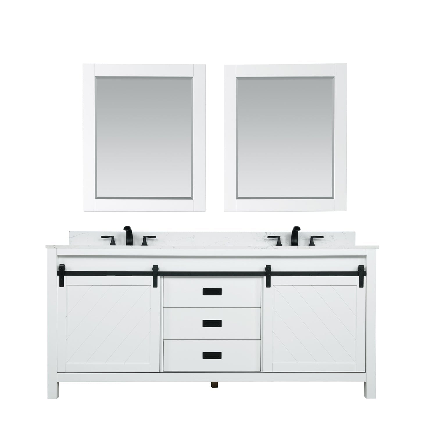 Altair Kinsley 72" Double Bathroom Vanity Set in White and Carrara White Marble Countertop with Mirror 536072-WH-AW - Molaix696952511291Vanity536072-WH-AW