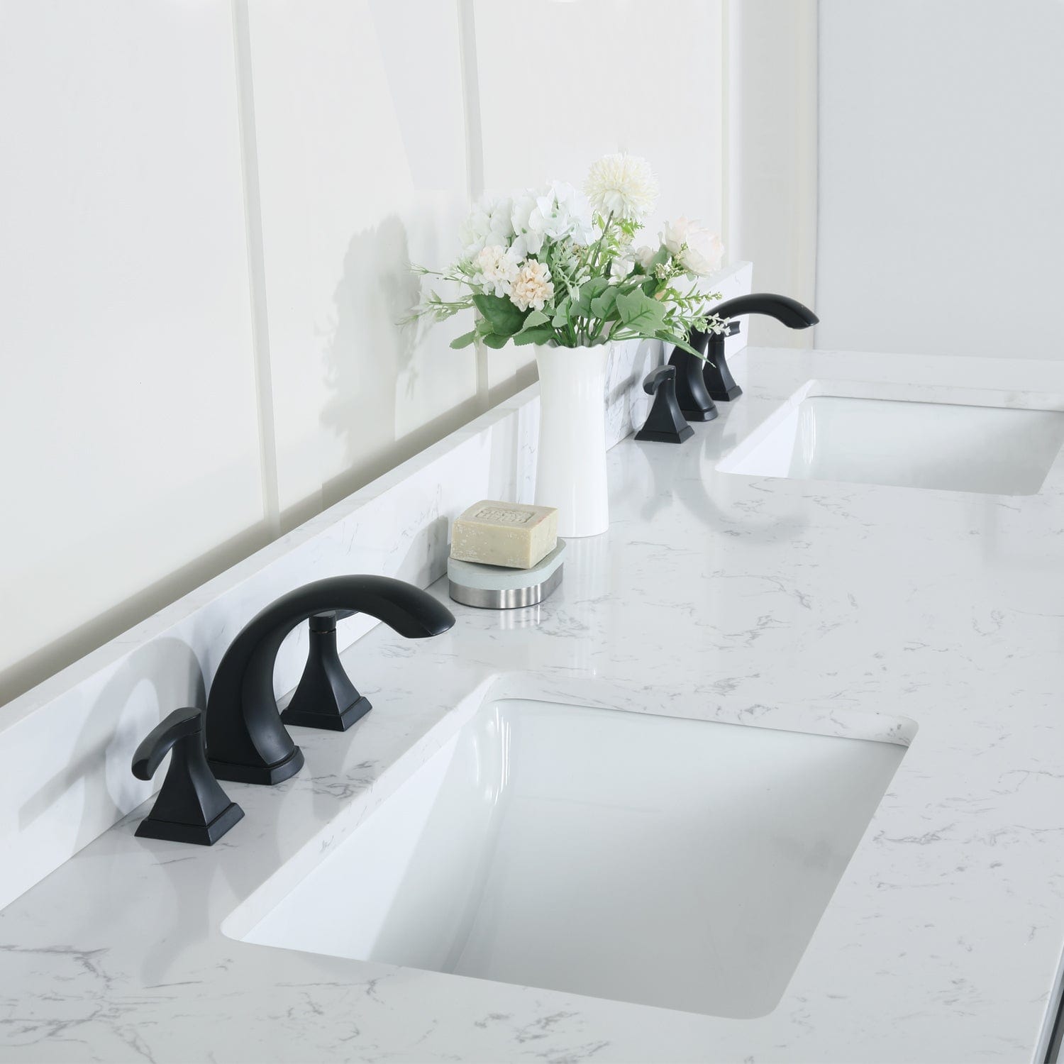 Altair Kinsley 72" Double Bathroom Vanity Set in White and Carrara White Marble Countertop without Mirror 536072-WH-AW-NM - Molaix696952511307Vanity536072-WH-AW-NM