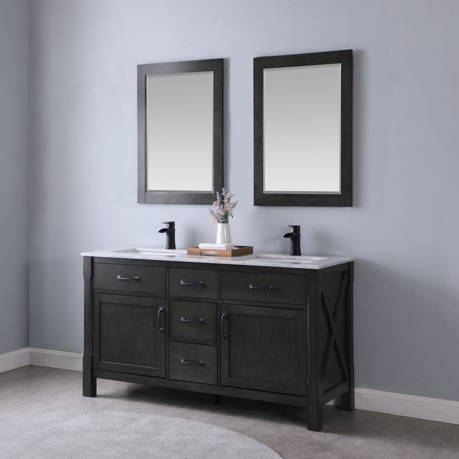 Altair Maribella 30" Single Bathroom Vanity Set in Rust Black and Carrara White Marble Countertop with Mirror 535030-RL-CA - Molaix631112970235Vanity535030-RL-CA
