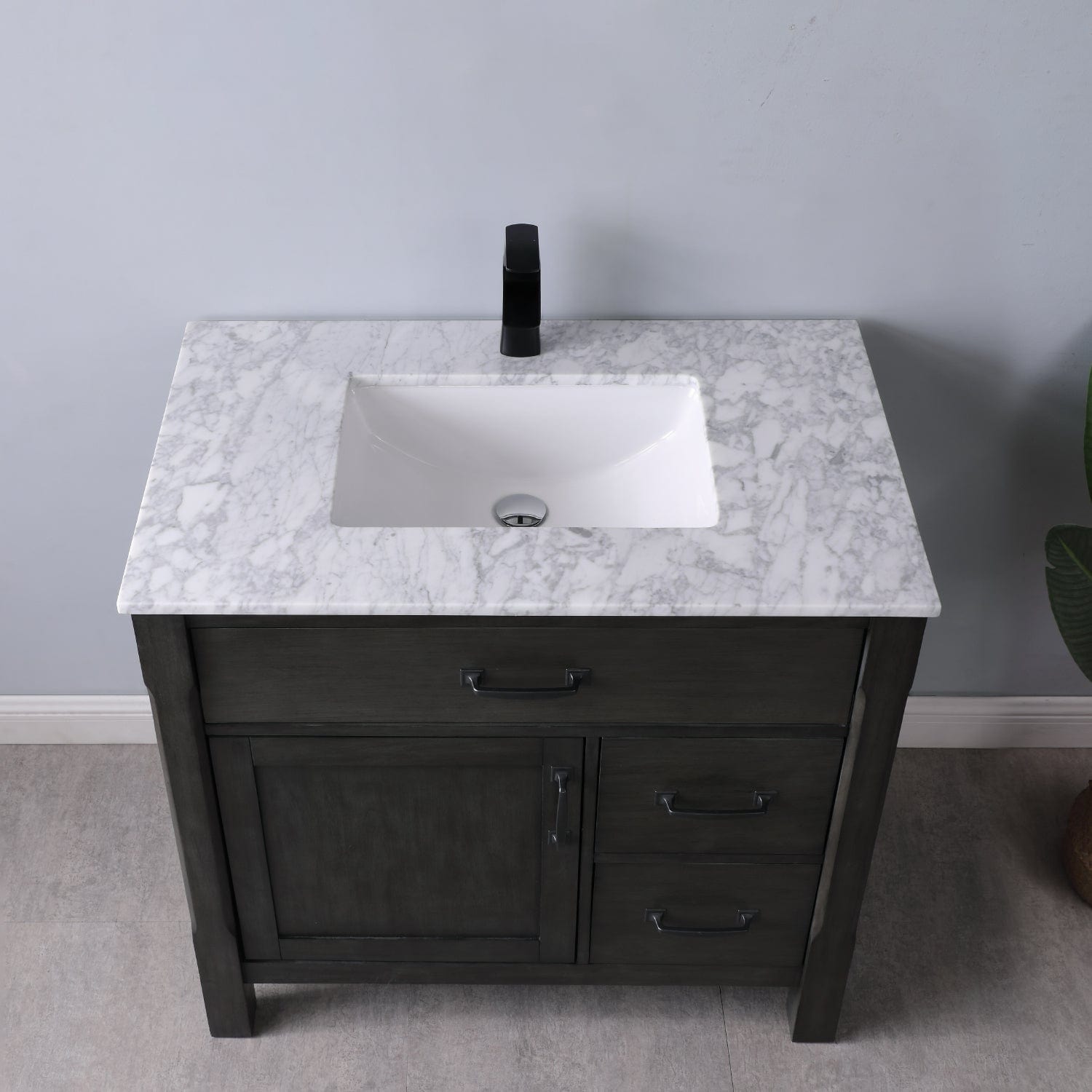 Altair Maribella 36" Single Bathroom Vanity Set in Rust Black and Carrara White Marble Countertop without Mirror 535036-RL-CA-NM - Molaix631112970280Vanity535036-RL-CA-NM