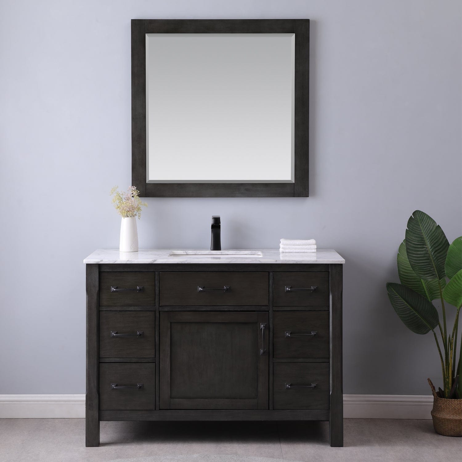 Altair Maribella 48" Single Bathroom Vanity Set in Rust Black and Carrara White Marble Countertop with Mirror 535048-RL-CA - Molaix631112970310Vanity535048-RL-CA
