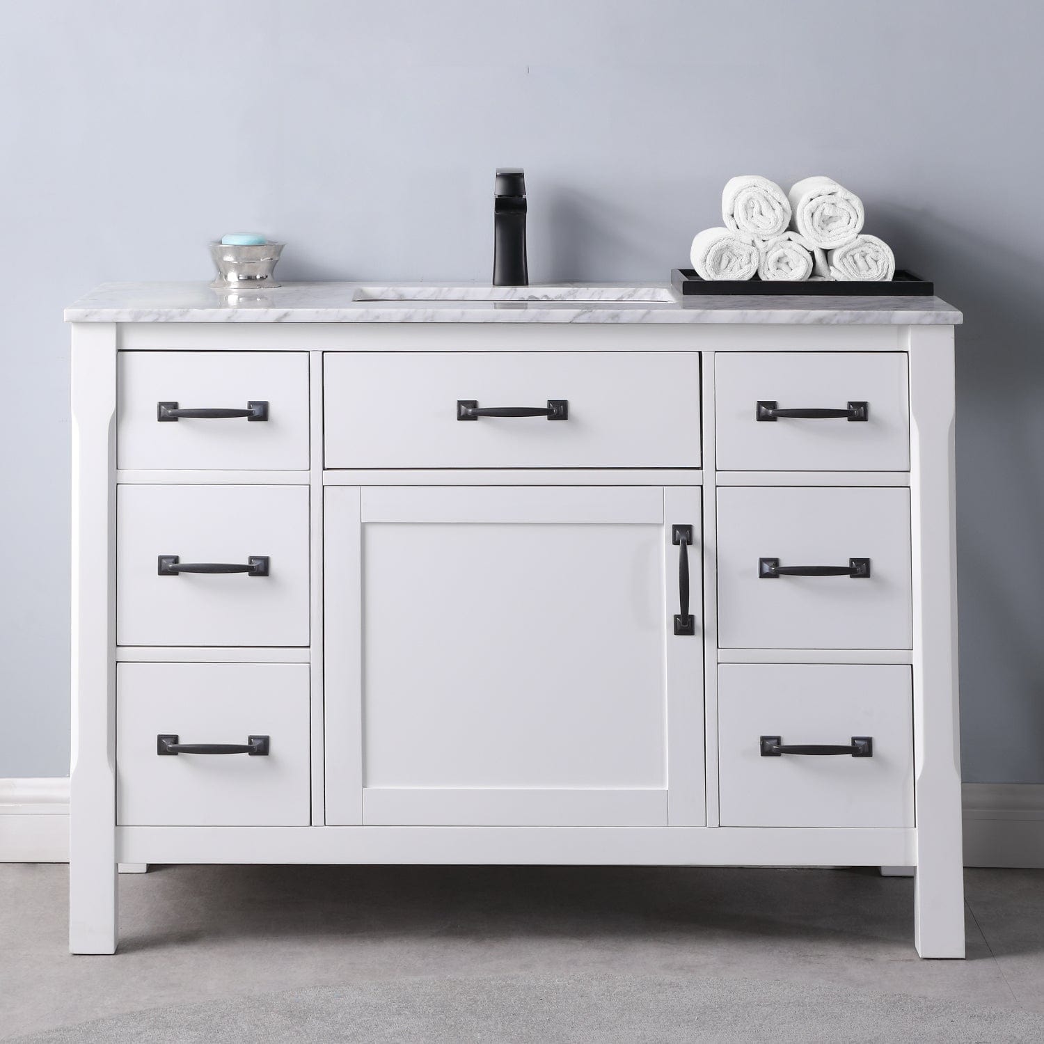 Altair Maribella 48" Single Bathroom Vanity Set in White and Carrara White Marble Countertop without Mirror 535048-WH-CA-NM - Molaix631112970341Vanity535048-WH-CA-NM