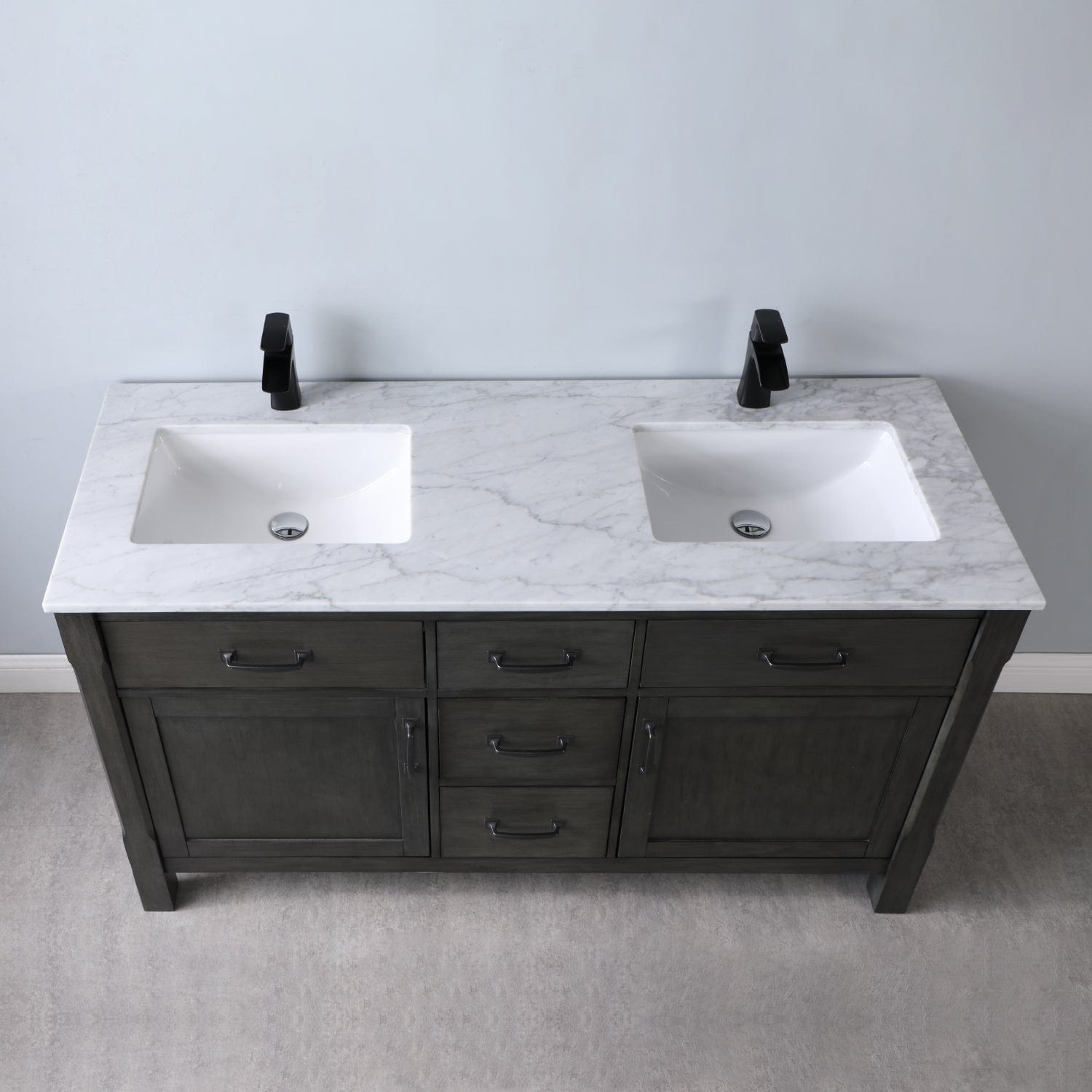 Altair Maribella 60" Double Bathroom Vanity Set in Rust Black and Carrara White Marble Countertop without Mirror 535060-RL-CA-NM - Molaix631112970365Vanity535060-RL-CA-NM
