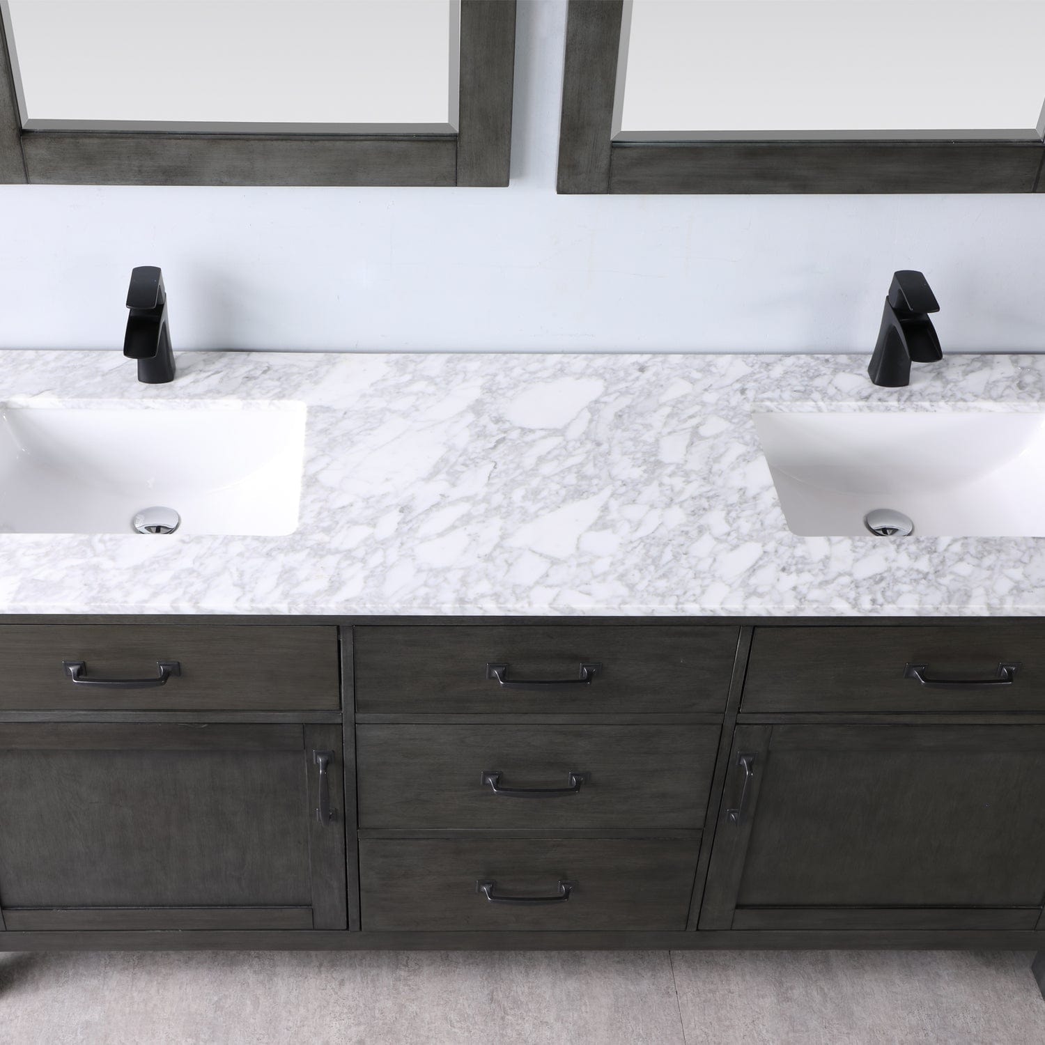 Altair Maribella 72" Double Bathroom Vanity Set in Rust Black and Carrara White Marble Countertop with Mirror 535072-RL-CA - Molaix631112970396Vanity535072-RL-CA