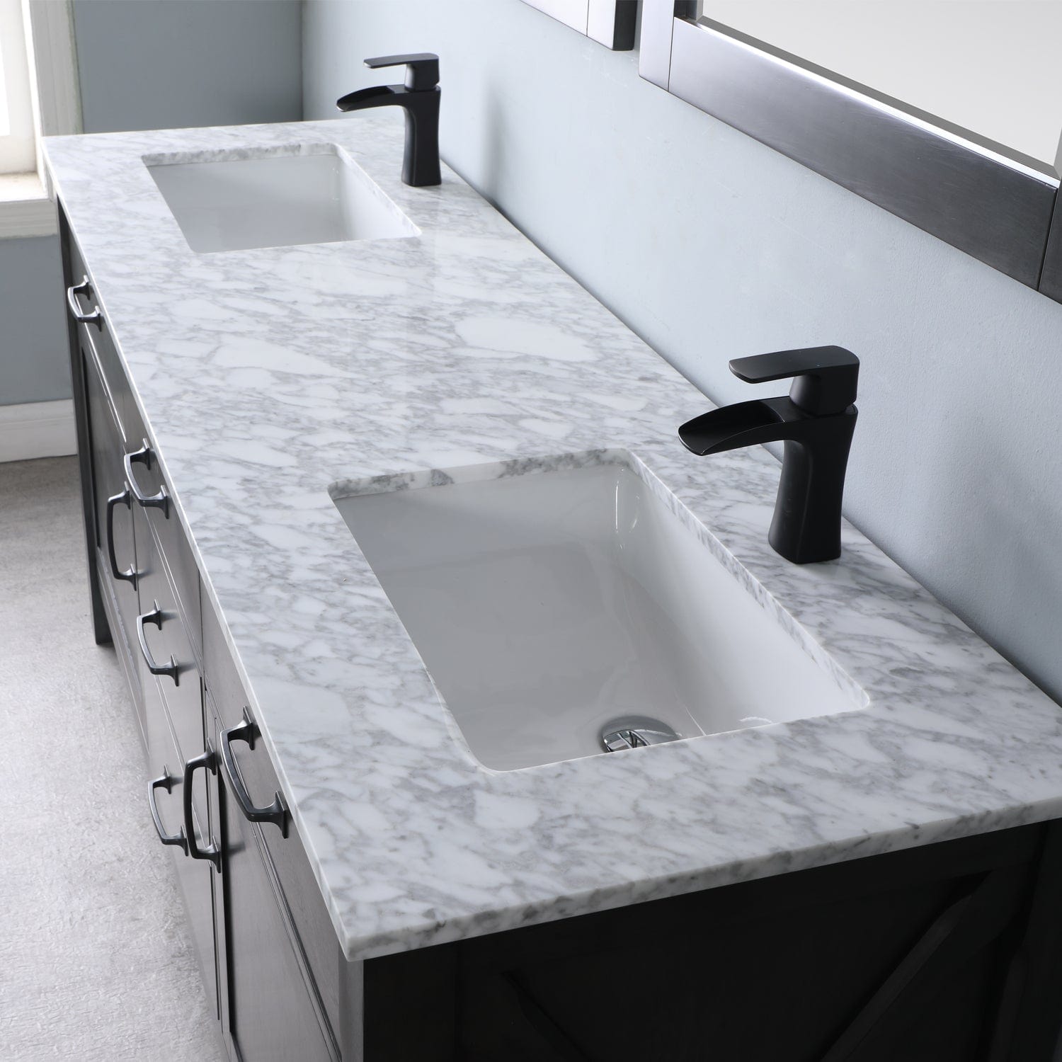 Altair Maribella 72" Double Bathroom Vanity Set in Rust Black and Carrara White Marble Countertop with Mirror 535072-RL-CA - Molaix631112970396Vanity535072-RL-CA