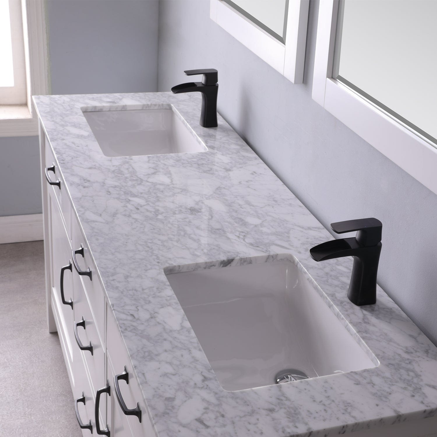 Altair Maribella 72" Double Bathroom Vanity Set in White and Carrara White Marble Countertop with Mirror 535072-WH-CA - Molaix631112970419Vanity535072-WH-CA