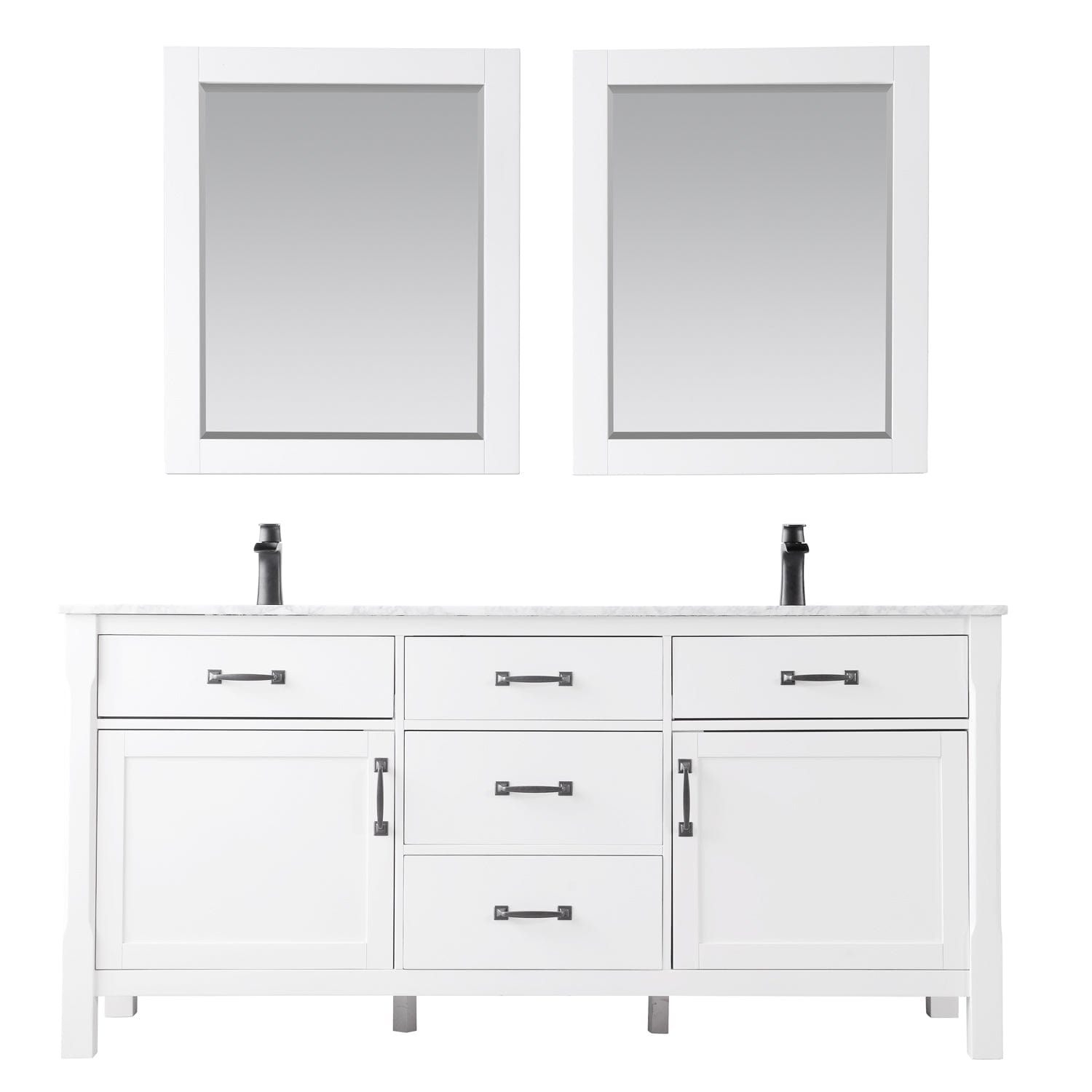 Altair Maribella 72" Double Bathroom Vanity Set in White and Carrara White Marble Countertop with Mirror 535072-WH-CA - Molaix631112970419Vanity535072-WH-CA