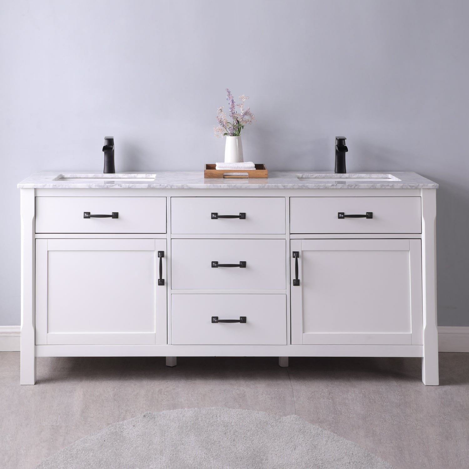 Altair Maribella 72" Double Bathroom Vanity Set in White and Carrara White Marble Countertop without Mirror 535072-WH-CA-NM - Molaix631112970426Vanity535072-WH-CA-NM