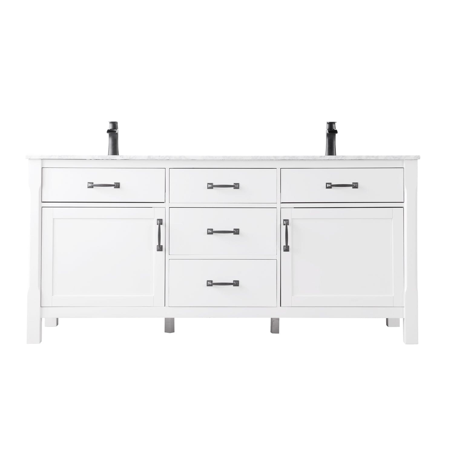 Altair Maribella 72" Double Bathroom Vanity Set in White and Carrara White Marble Countertop without Mirror 535072-WH-CA-NM - Molaix631112970426Vanity535072-WH-CA-NM