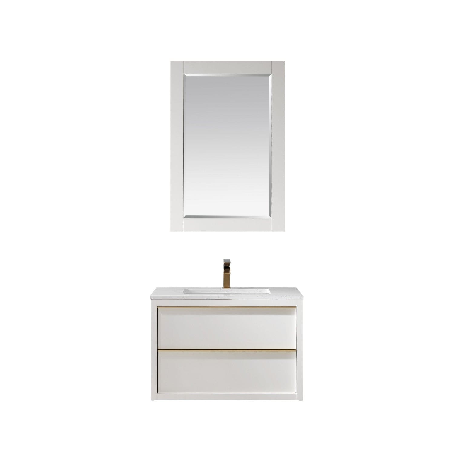 Altair Morgan 30" Single Bathroom Vanity Set in White and Composite Carrara White Stone Countertop with Mirror 534030-WH-AW - Molaix631112971737Vanity534030-WH-AW