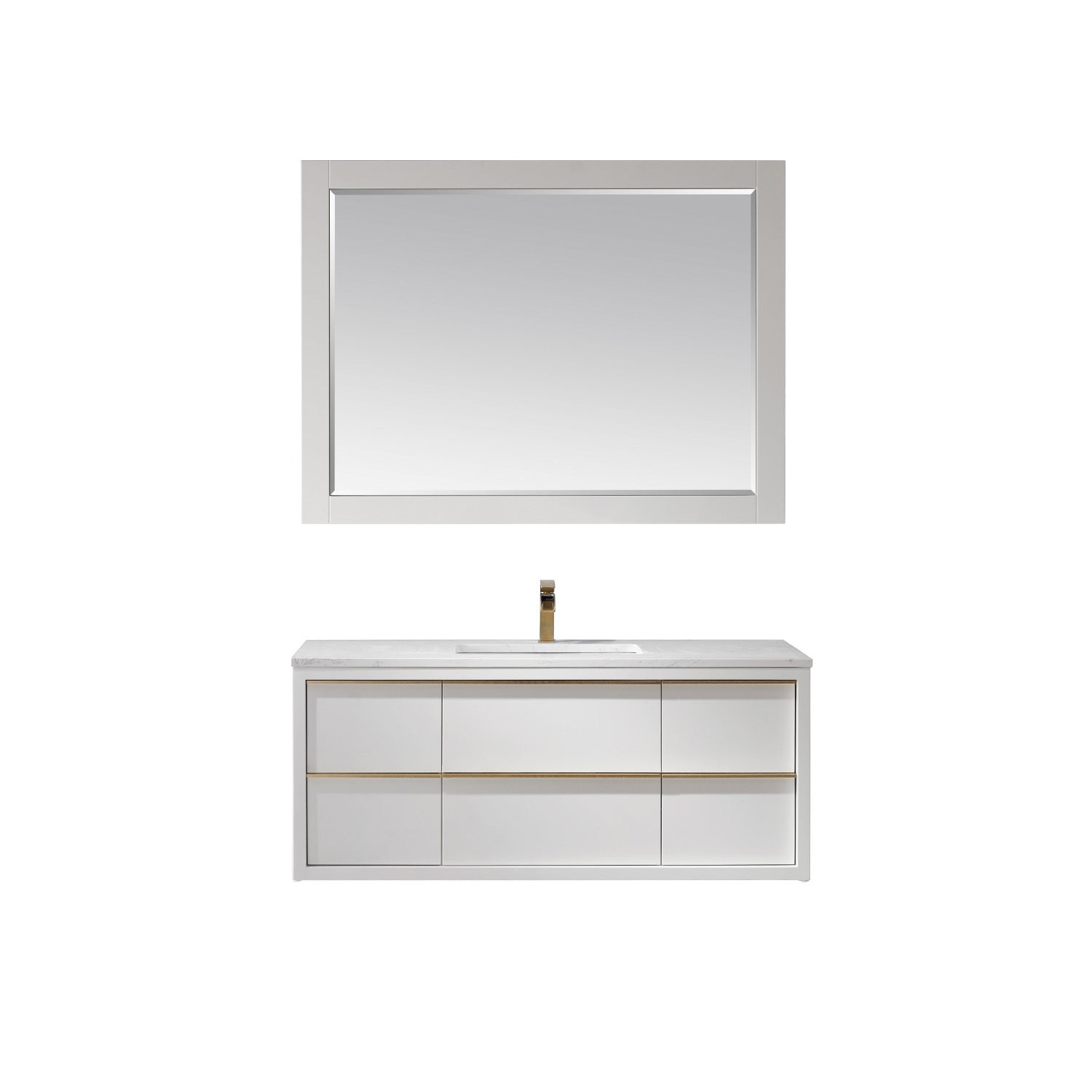 Altair Morgan 48" Single Bathroom Vanity Set in White and Composite Carrara White Stone Countertop with Mirror 534048-WH-AW - Molaix631112971775Vanity534048-WH-AW