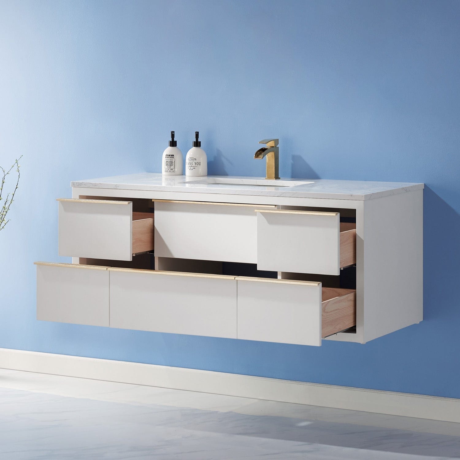 Altair Morgan 48" Single Bathroom Vanity Set in White and Composite Carrara White Stone Countertop without Mirror 534048-WH-AW-NM - Molaix631112971782Vanity534048-WH-AW-NM