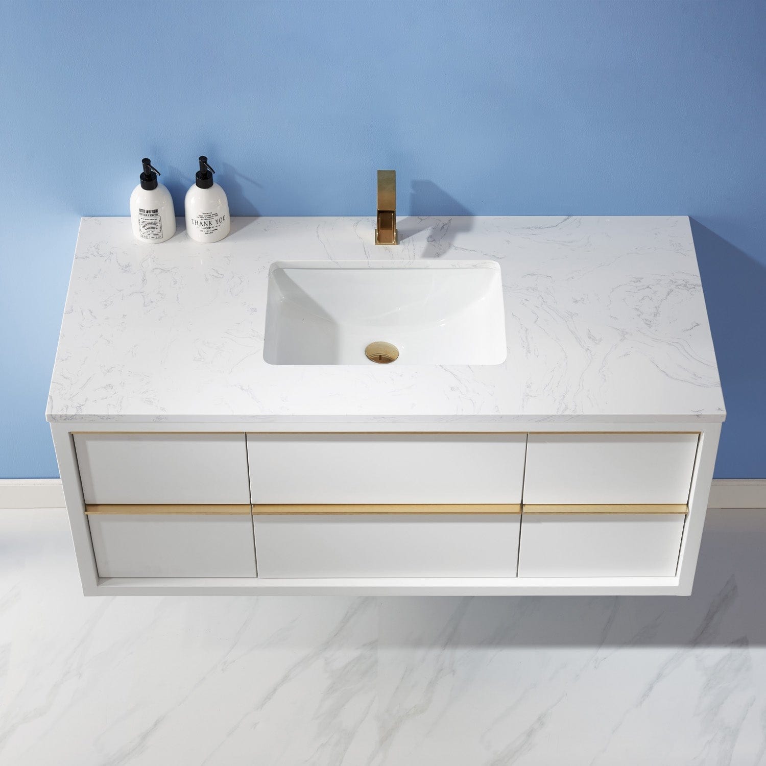 Altair Morgan 48" Single Bathroom Vanity Set in White and Composite Carrara White Stone Countertop without Mirror 534048-WH-AW-NM - Molaix631112971782Vanity534048-WH-AW-NM