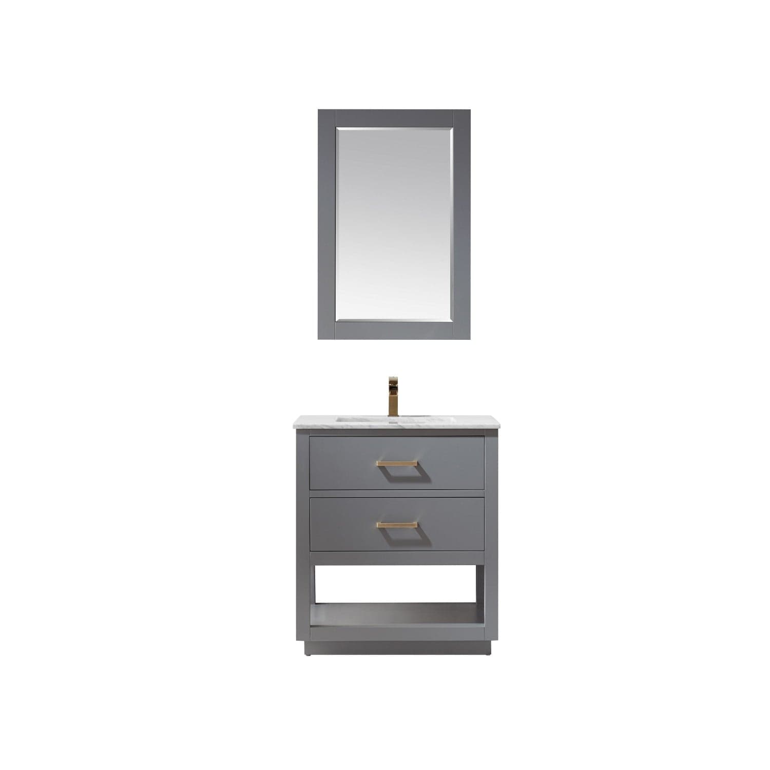 Altair Remi 30" Single Bathroom Vanity Set in Gray and Carrara White Marble Countertop with Mirror 532030-GR-CA - Molaix631112971331Vanity532030-GR-CA