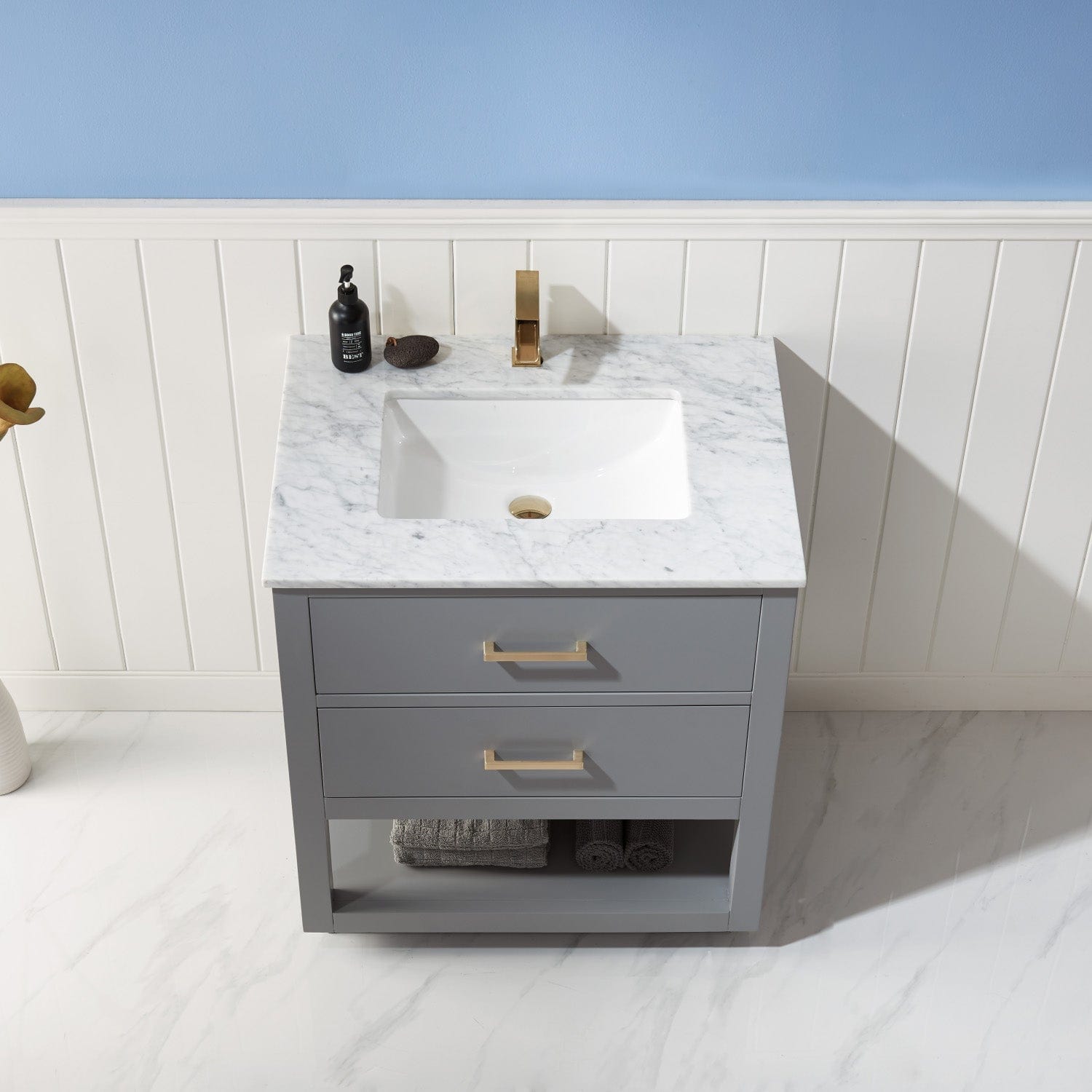 Altair Remi 30" Single Bathroom Vanity Set in Gray and Carrara White Marble Countertop without Mirror 532030-GR-CA-NM - Molaix631112971348Vanity532030-GR-CA-NM
