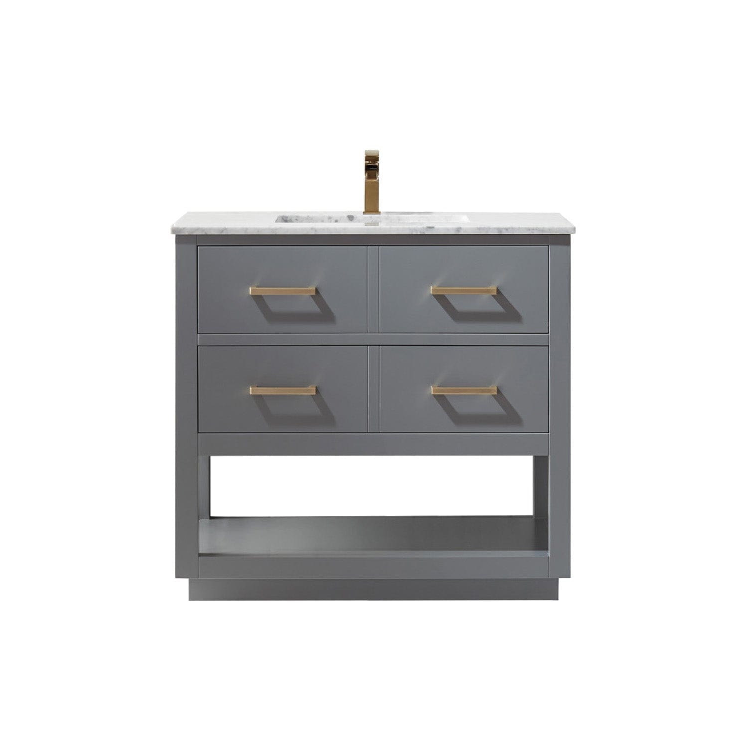 Altair Remi 36" Single Bathroom Vanity Set in Gray and Carrara White Marble Countertop without Mirror 532036-GR-CA-NM - Molaix631112971409Vanity532036-GR-CA-NM