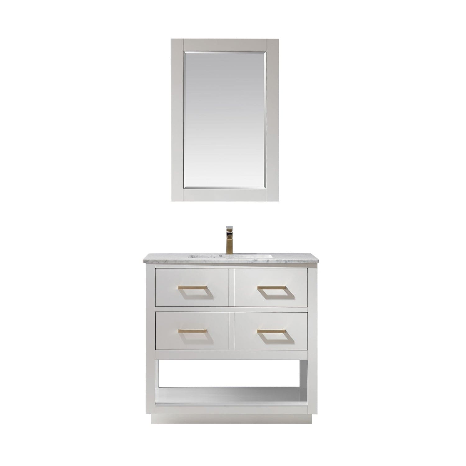 Altair Remi 36" Single Bathroom Vanity Set in White and Carrara White Marble Countertop with Mirror 532036-WH-CA - Molaix631112971430Vanity532036-WH-CA