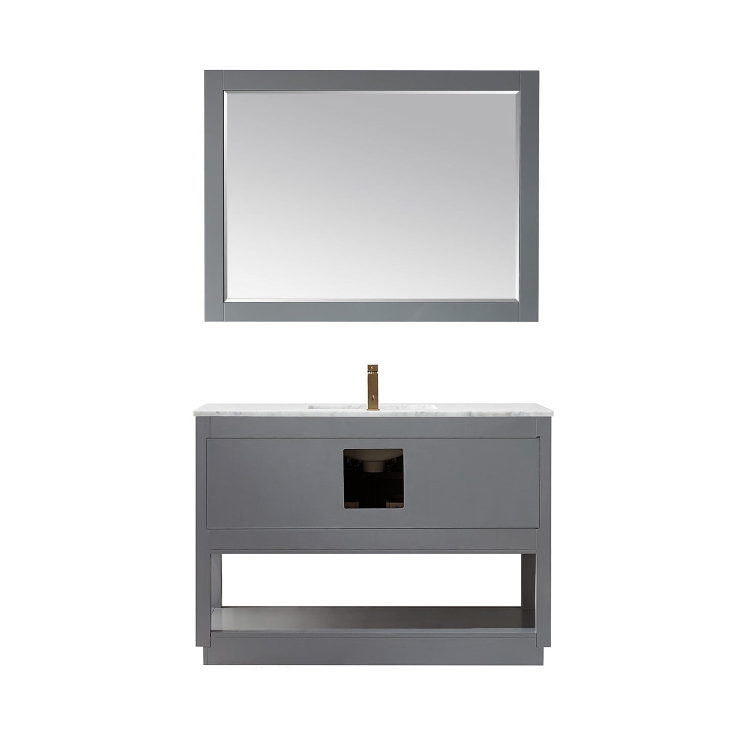 Altair Remi 48" Single Bathroom Vanity Set in Gray and Carrara White Marble Countertop with Mirror 532048-GR-CA - Molaix631112971454Vanity532048-GR-CA