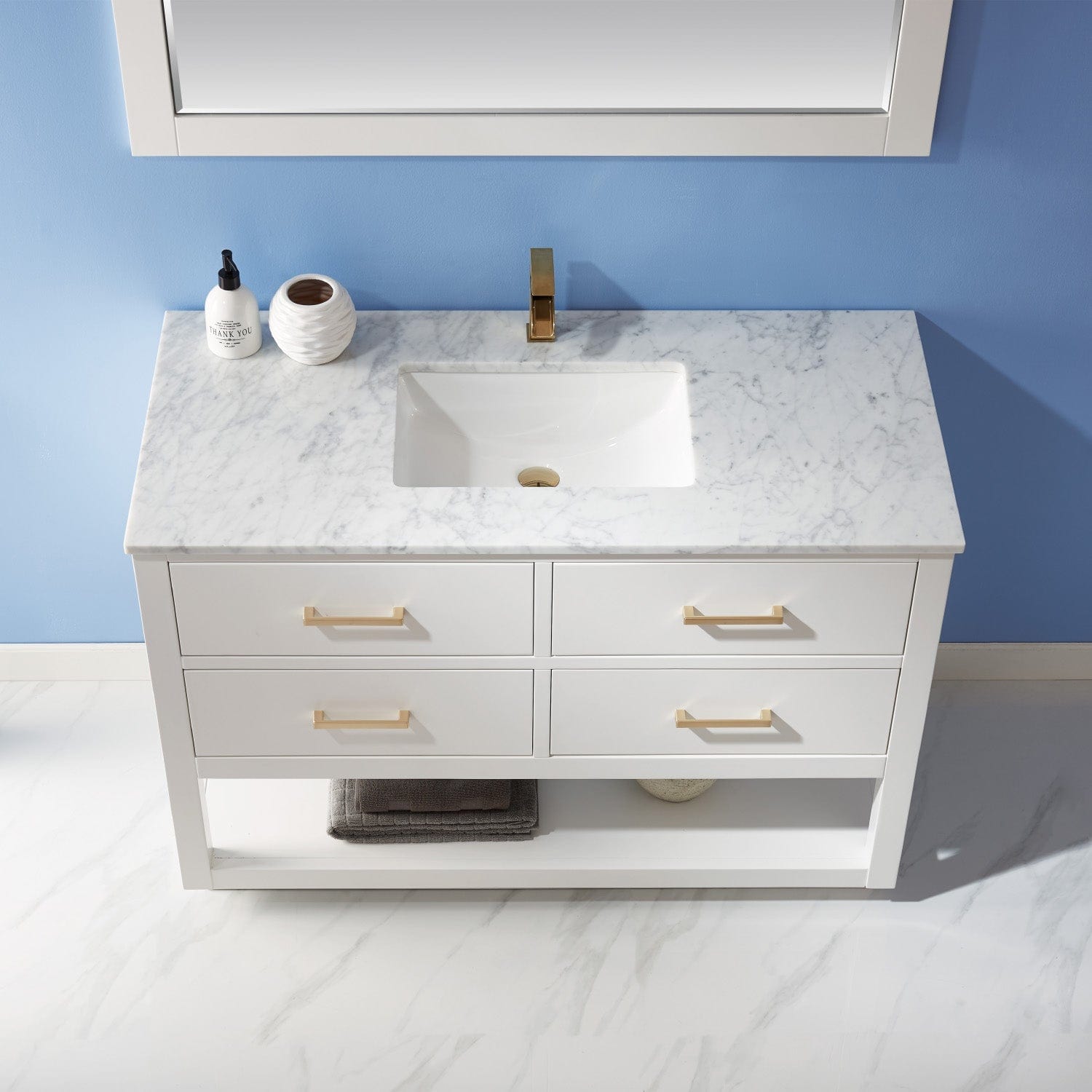 Altair Remi 48" Single Bathroom Vanity Set in White and Carrara White Marble Countertop with Mirror 532048-WH-CA - Molaix631112971492Vanity532048-WH-CA