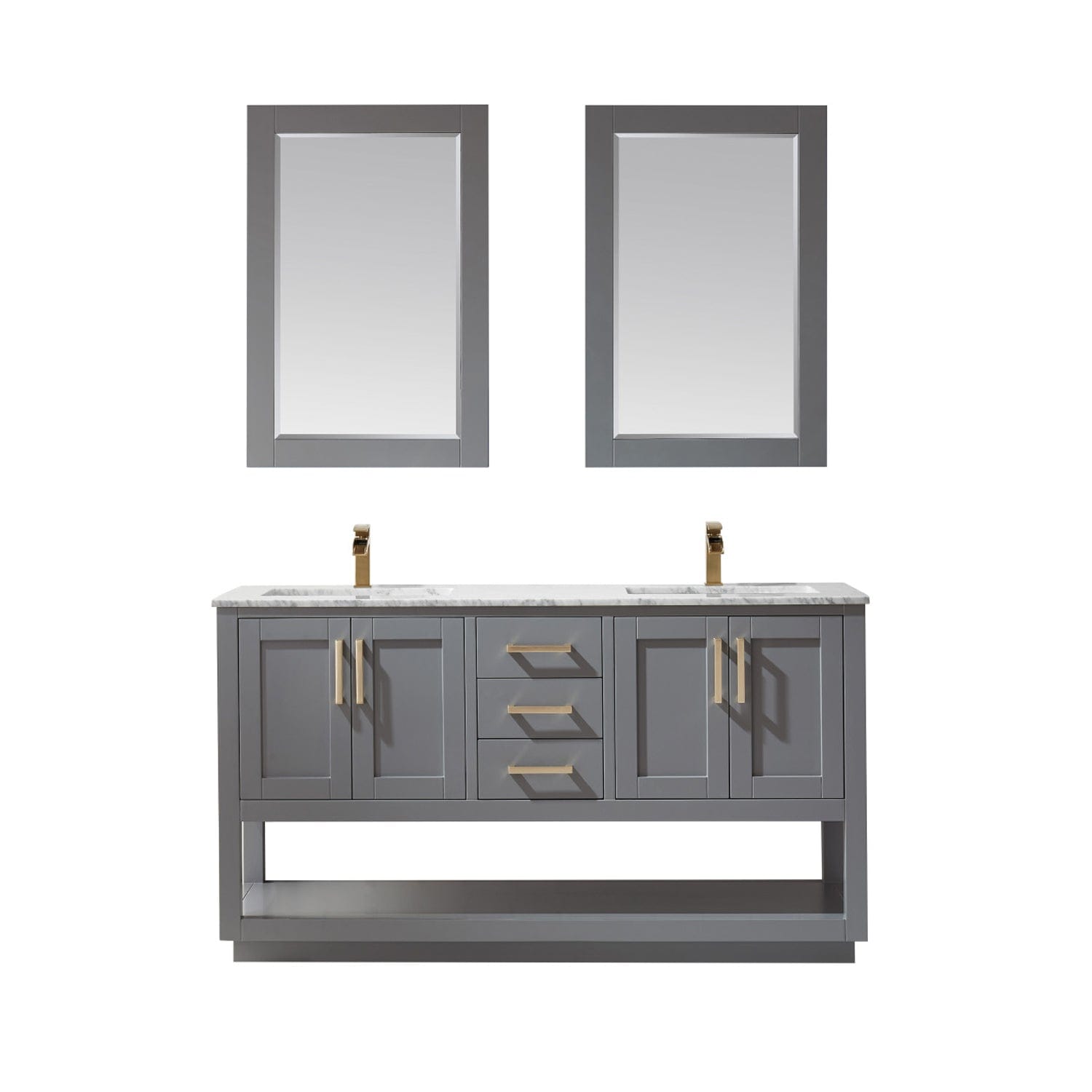 Altair Remi 60" Double Bathroom Vanity Set in Gray and Carrara White Marble Countertop with Mirror 532060-GR-CA - Molaix631112971515Vanity532060-GR-CA