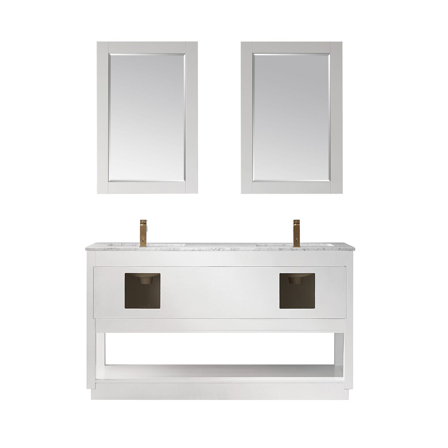 Altair Remi 60" Double Bathroom Vanity Set in White and Carrara White Marble Countertop with Mirror 532060-WH-CA - Molaix631112971553Vanity532060-WH-CA