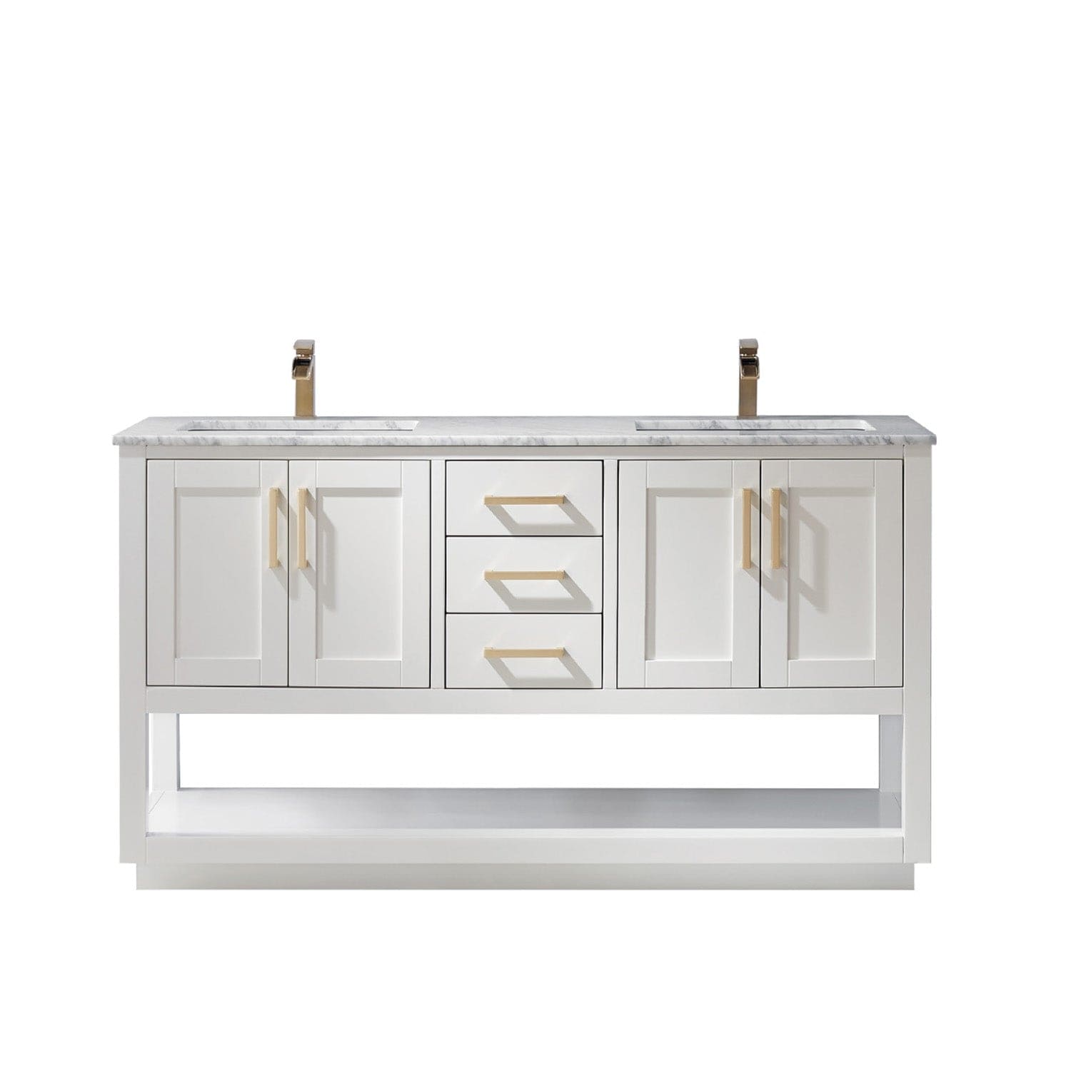 Altair Remi 60" Double Bathroom Vanity Set in White and Carrara White Marble Countertop without Mirror 532060-WH-CA-NM - Molaix631112971560Vanity532060-WH-CA-NM