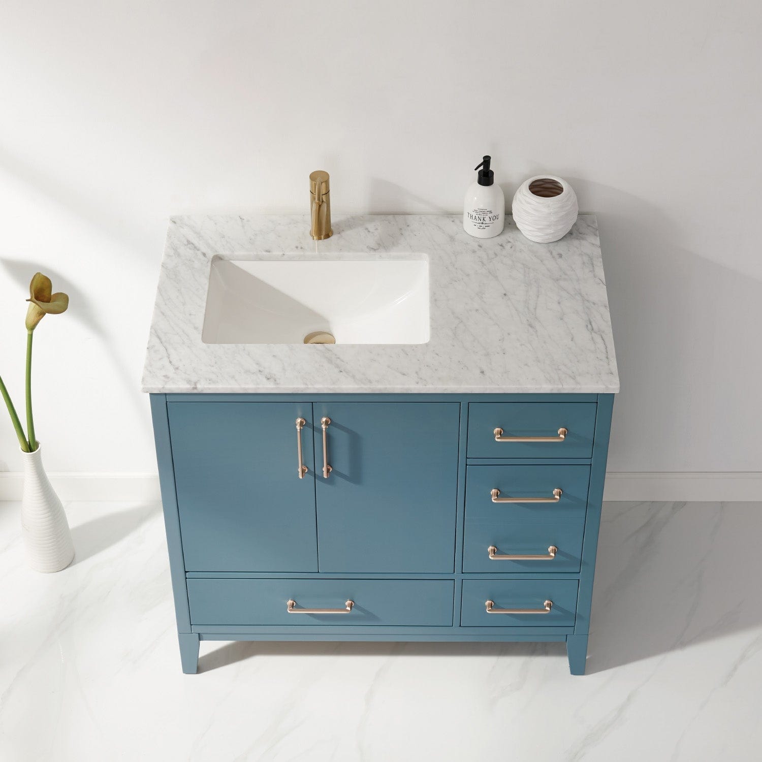 Altair Sutton 36" Single Bathroom Vanity Set in Royal Green and Carrara White Marble Countertop without Mirror 541036-RG-CA-NM - Molaix631112971843Vanity541036-RG-CA-NM