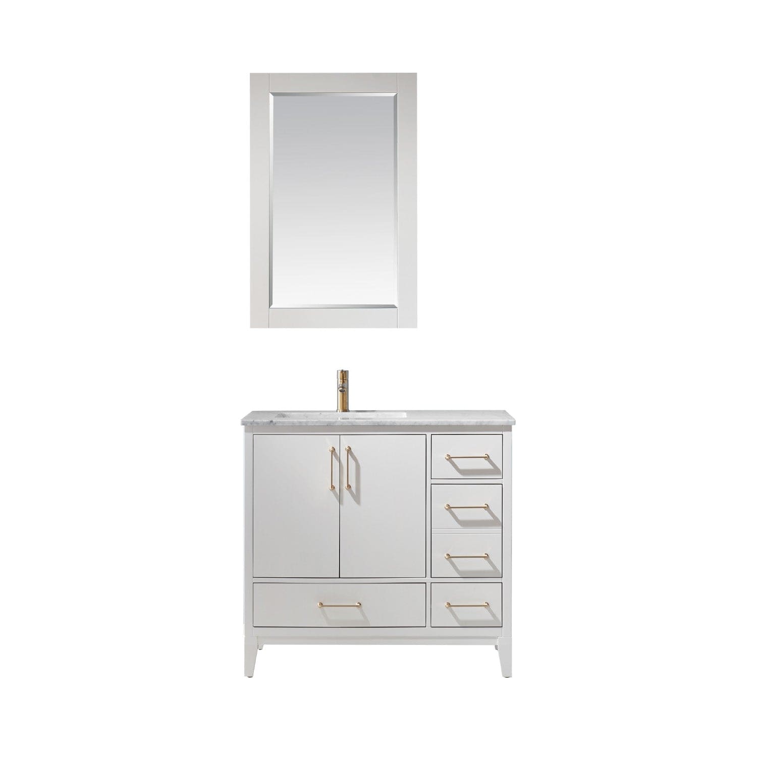 Altair Sutton 36" Single Bathroom Vanity Set in White and Carrara White Marble Countertop with Mirror 541036-WH-CA - Molaix631112971850Vanity541036-WH-CA