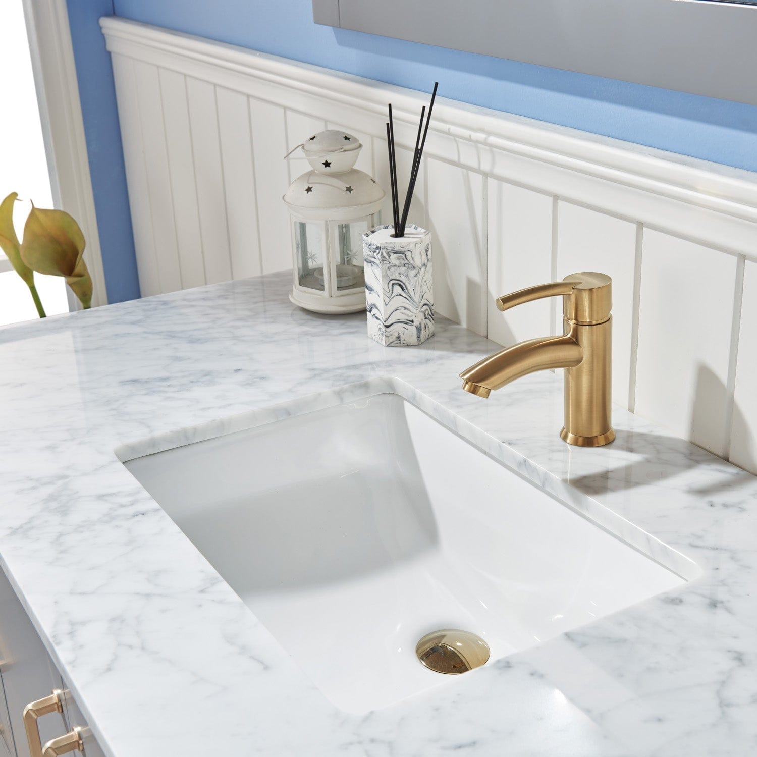 Altair Sutton 48" Single Bathroom Vanity Set in Gray and Carrara White Marble Countertop without Mirror 541048-GR-CA-NM - Molaix631112971881Vanity541048-GR-CA-NM
