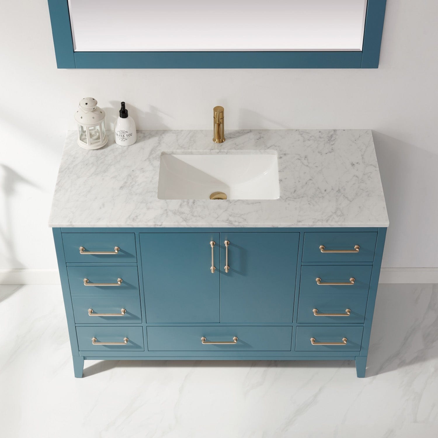 Altair Sutton 48" Single Bathroom Vanity Set in Royal Green and Carrara White Marble Countertop with Mirror 541048-RG-CA - Molaix631112971898Vanity541048-RG-CA