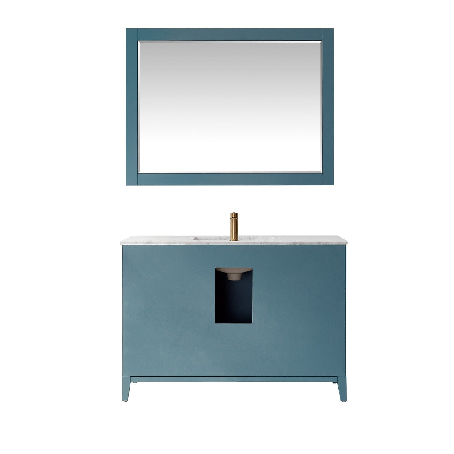 Altair Sutton 48" Single Bathroom Vanity Set in Royal Green and Carrara White Marble Countertop with Mirror 541048-RG-CA - Molaix631112971898Vanity541048-RG-CA