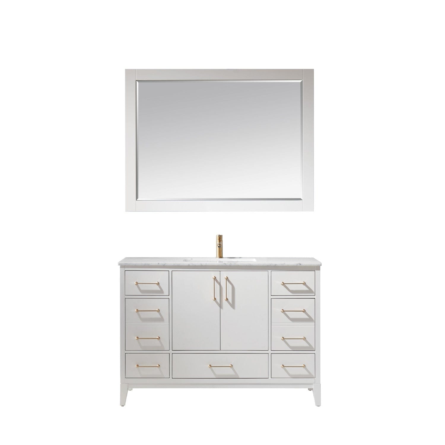 Altair Sutton 48" Single Bathroom Vanity Set in White and Carrara White Marble Countertop with Mirror 541048-WH-CA - Molaix631112971911Vanity541048-WH-CA