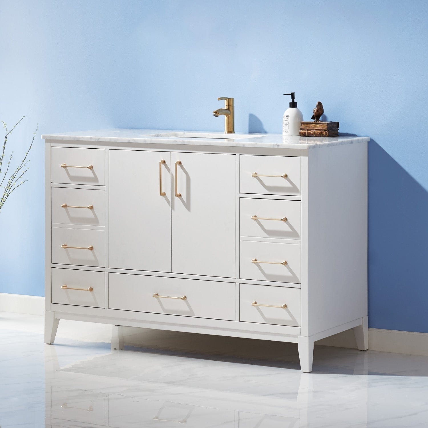 Altair Sutton 48" Single Bathroom Vanity Set in White and Carrara White Marble Countertop without Mirror 541048-WH-CA-NM - Molaix631112971928Vanity541048-WH-CA-NM