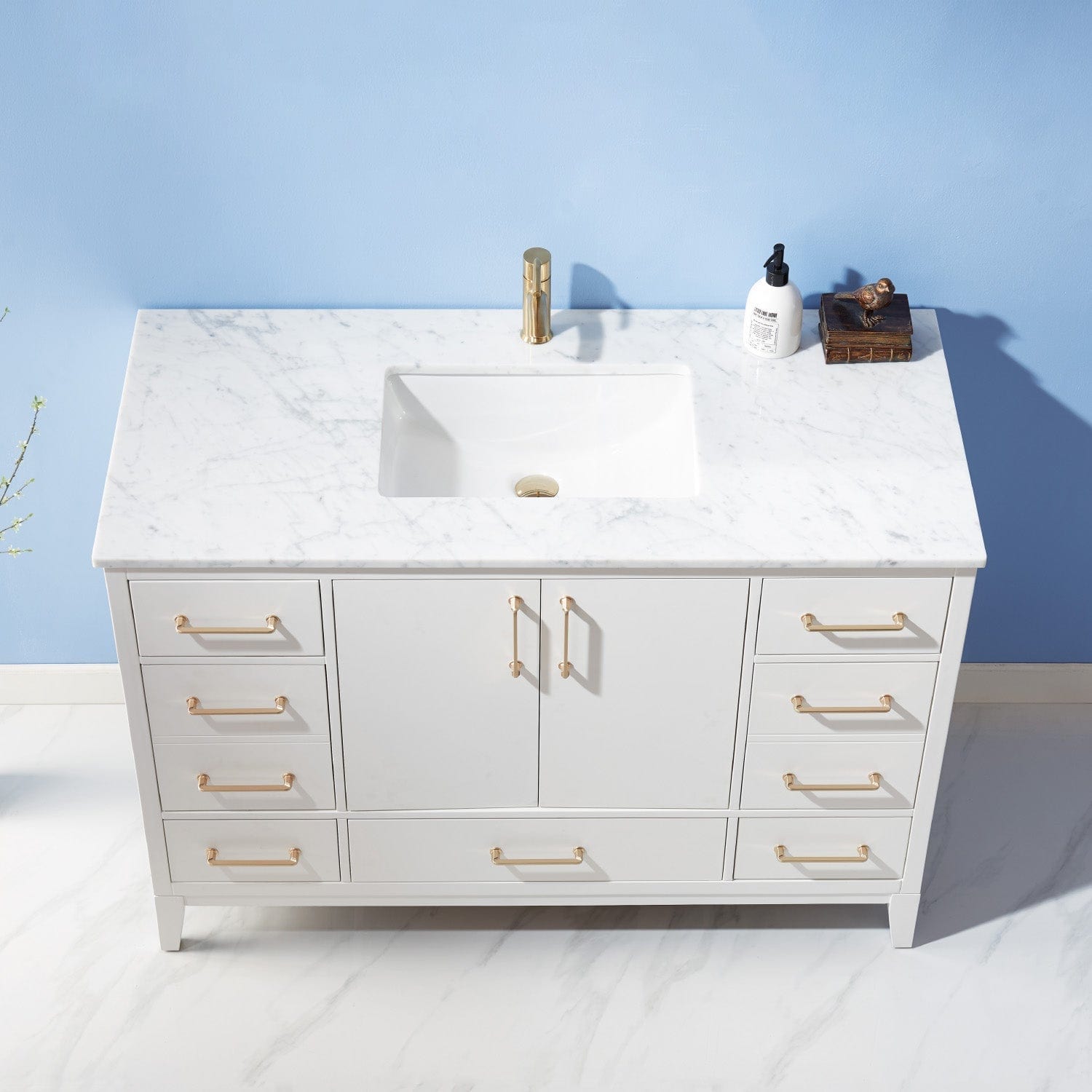 Altair Sutton 48" Single Bathroom Vanity Set in White and Carrara White Marble Countertop without Mirror 541048-WH-CA-NM - Molaix631112971928Vanity541048-WH-CA-NM
